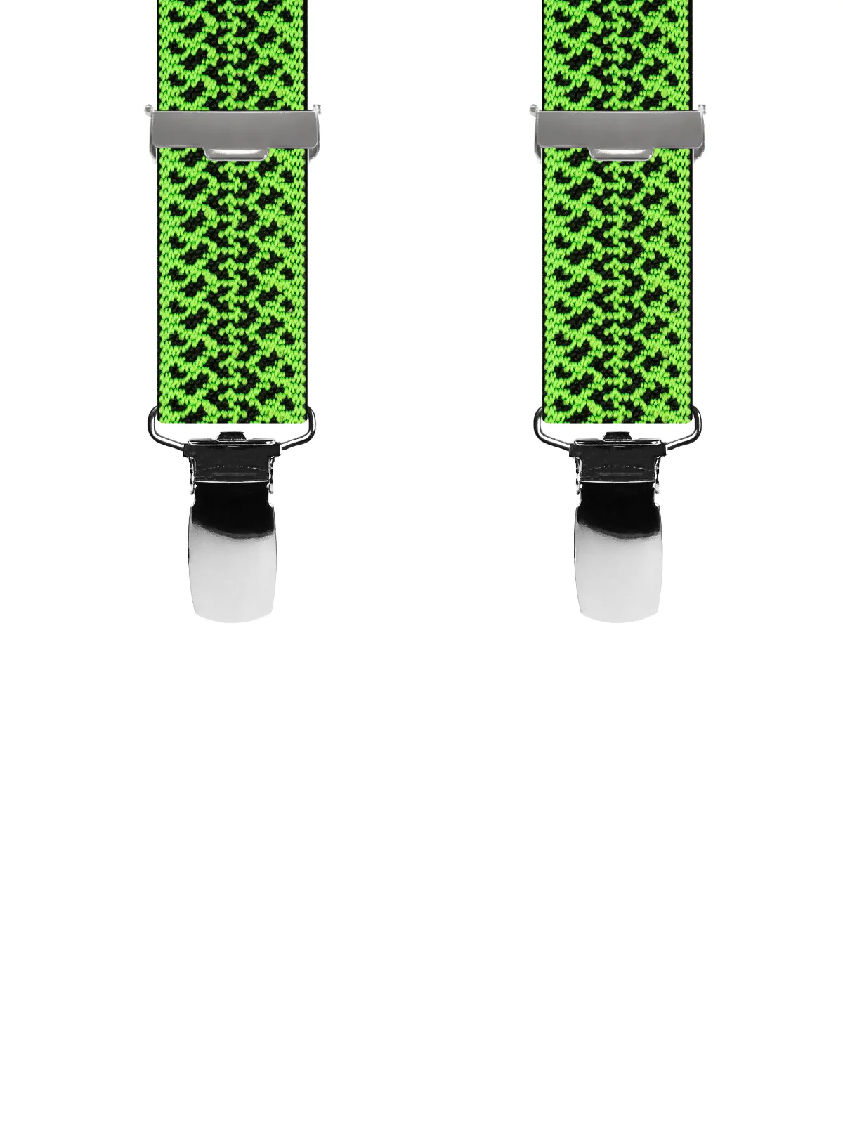 Vue avant - Bretelles homme 3 pinces dos cuir Peau de serpent Vert 120 cm