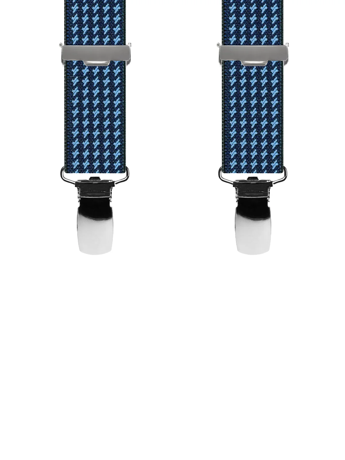 Vue avant - Bretelles homme 3 pinces dos cuir Fantaisie à petits losanges Bleu 120 cm