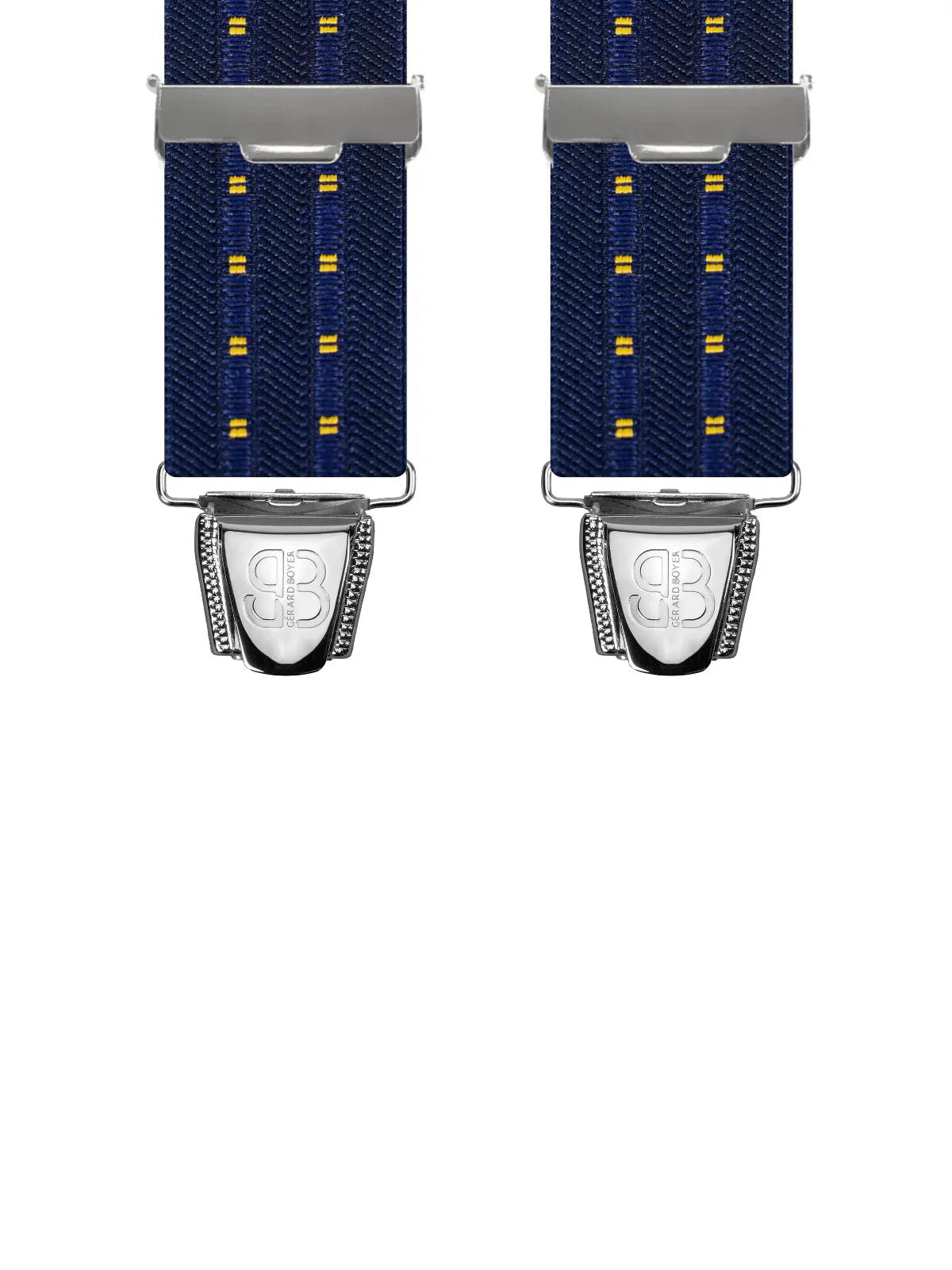 Vue avant - Bretelles homme biclip Uni tissé à motifs carrés Marine 120 cm