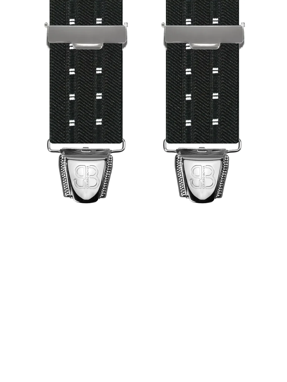 Vue avant - Bretelles homme biclip Uni tissé à motifs carrés Noir 120 cm
