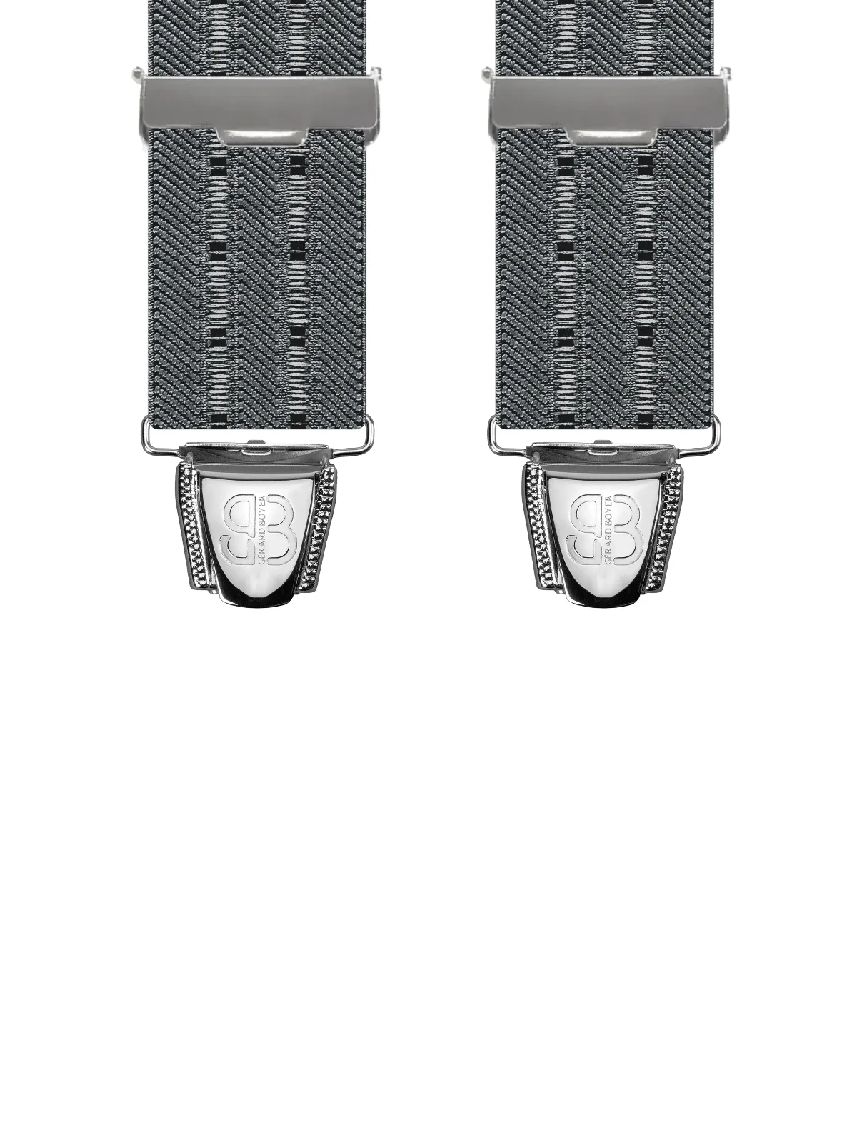 Vue avant - Bretelles homme biclip Uni tissé à motifs carrés Gris 120 cm