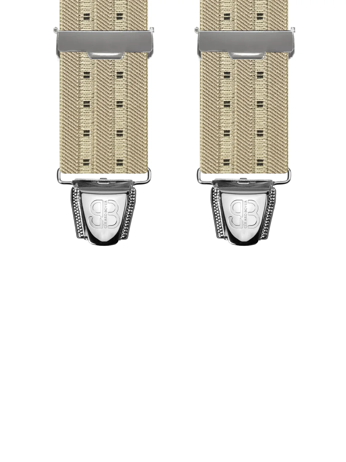 Vue avant - Bretelles homme biclip Uni tissé à motifs carrés Beige 120 cm