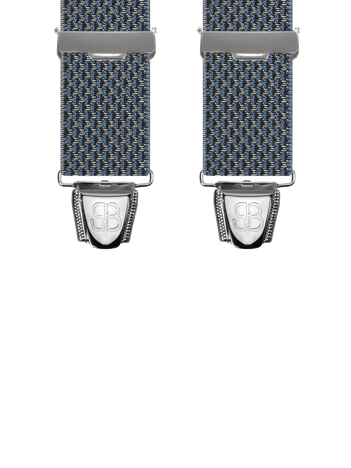 Vue avant - Bretelles homme 3 pinces dos cuir Maillage Bleu 120 cm