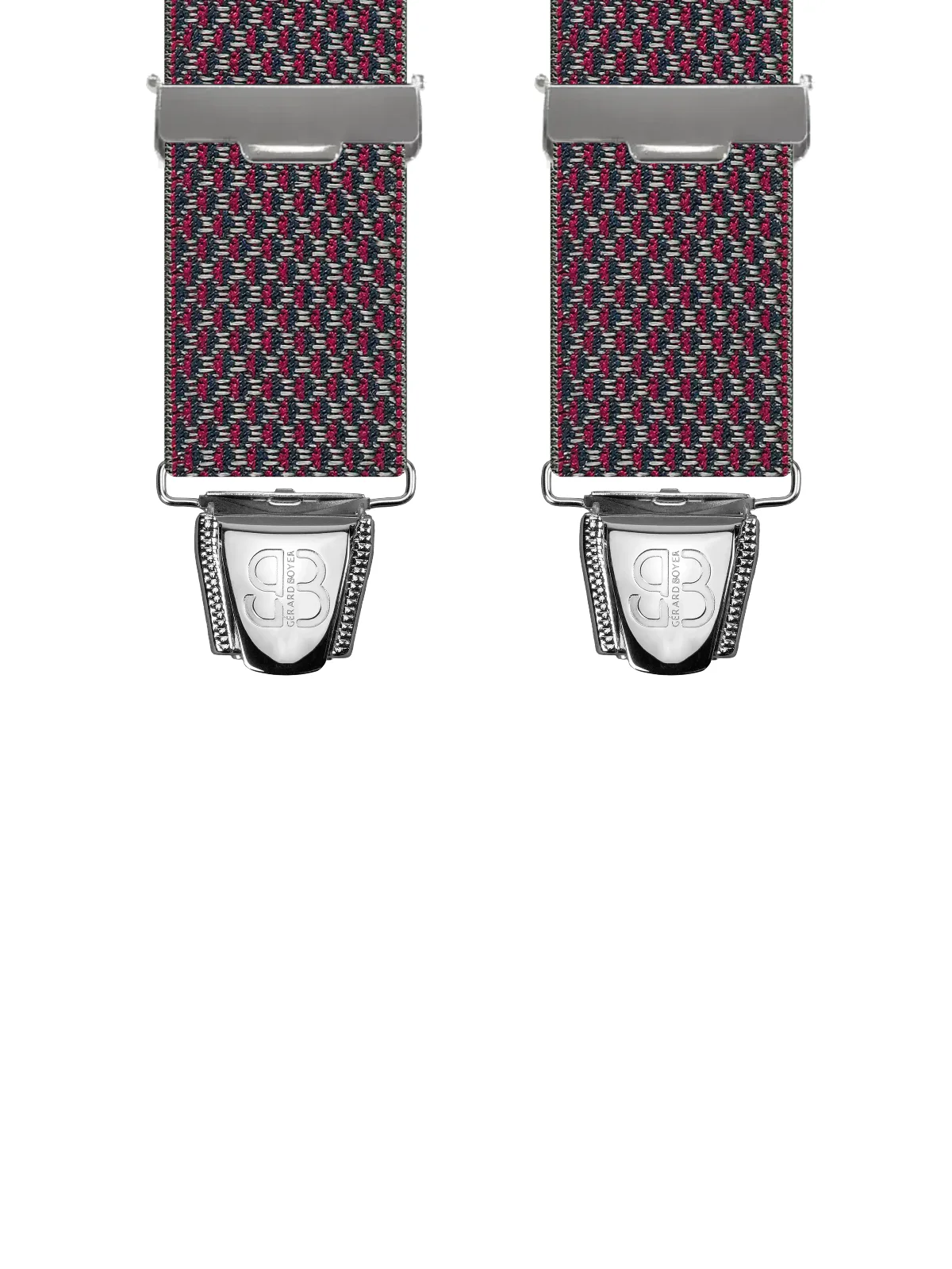 Vue avant - Bretelles homme biclip Maillage Bordeaux 120 cm