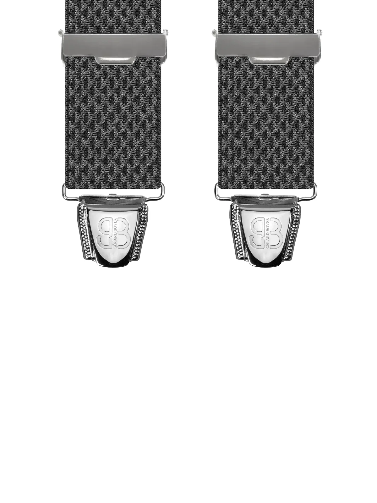 Vue avant - Bretelles homme biclip Maillage Noir 120 cm
