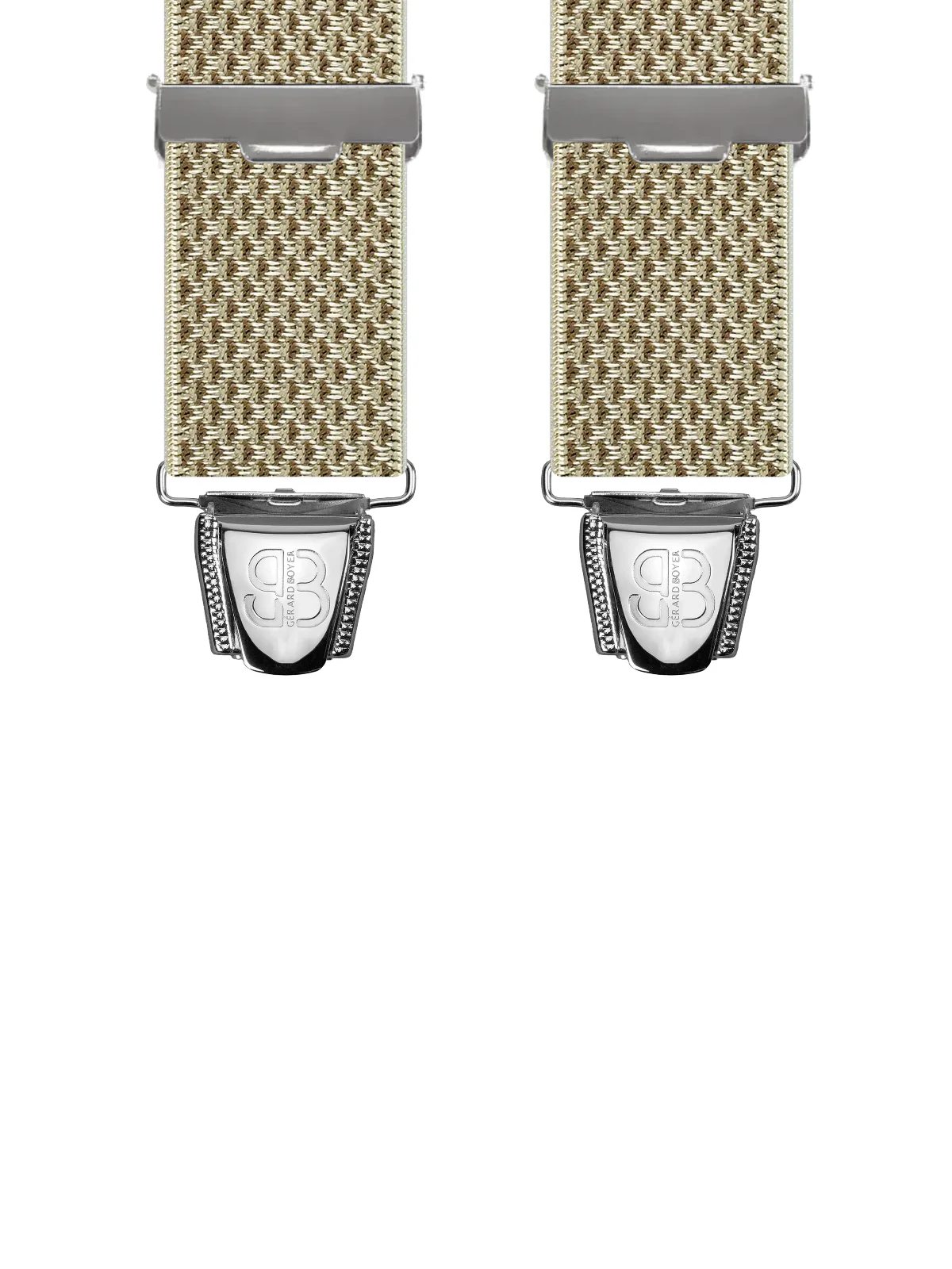 Vue avant - Bretelles homme biclip Maillage Beige 120 cm