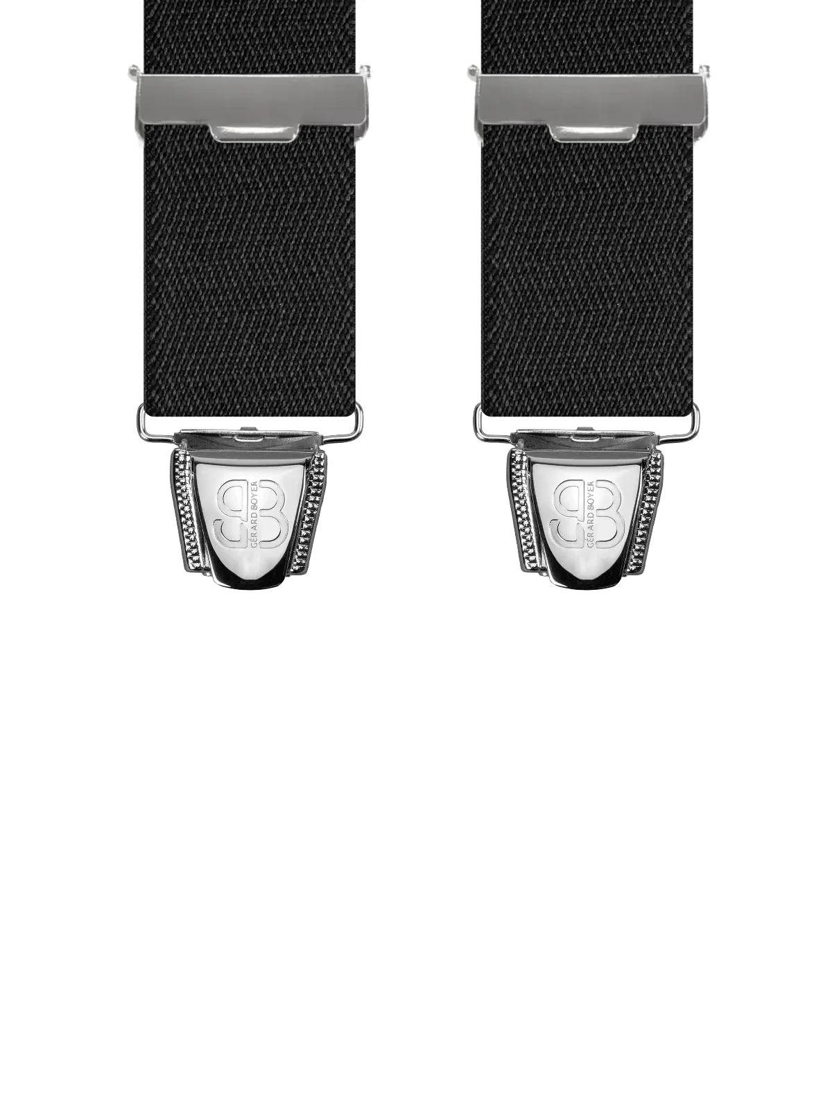 Vue avant - Bretelles homme 4 pinces dos cuir Vaguelettes Noir 120 cm