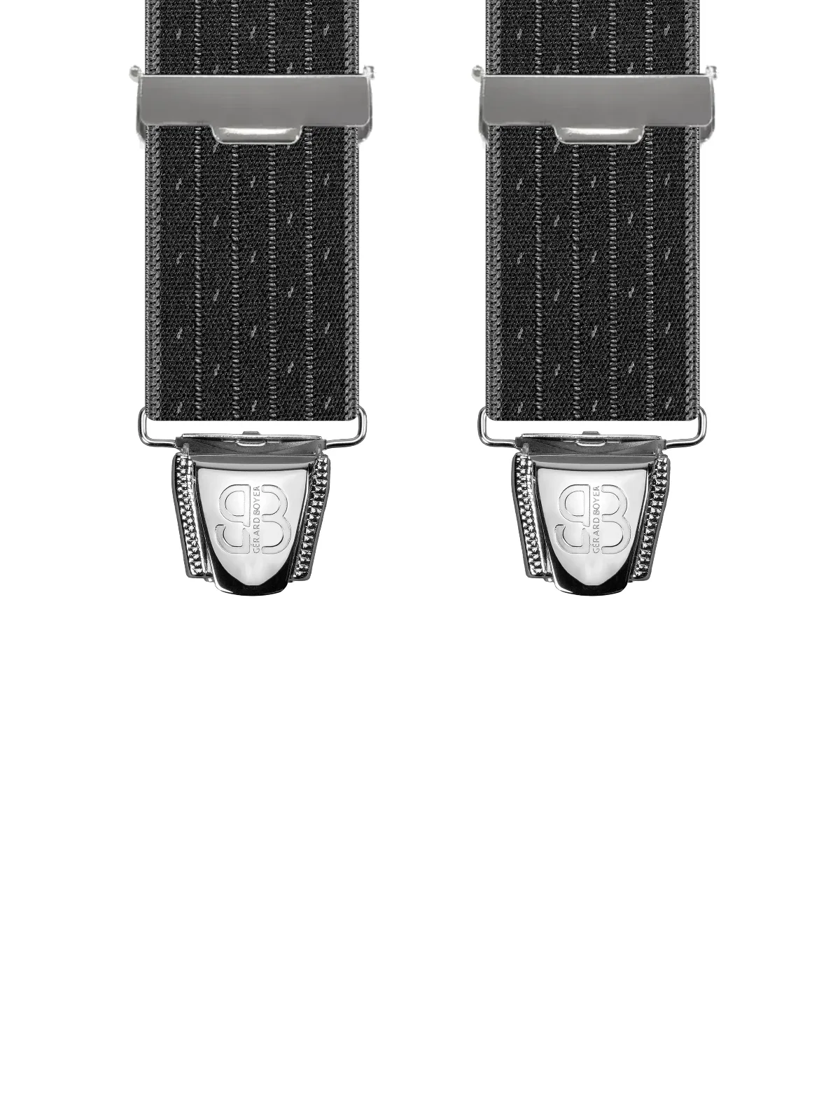 Vue avant - Bretelles homme biclip Bandes surpiquées Noir 120 cm