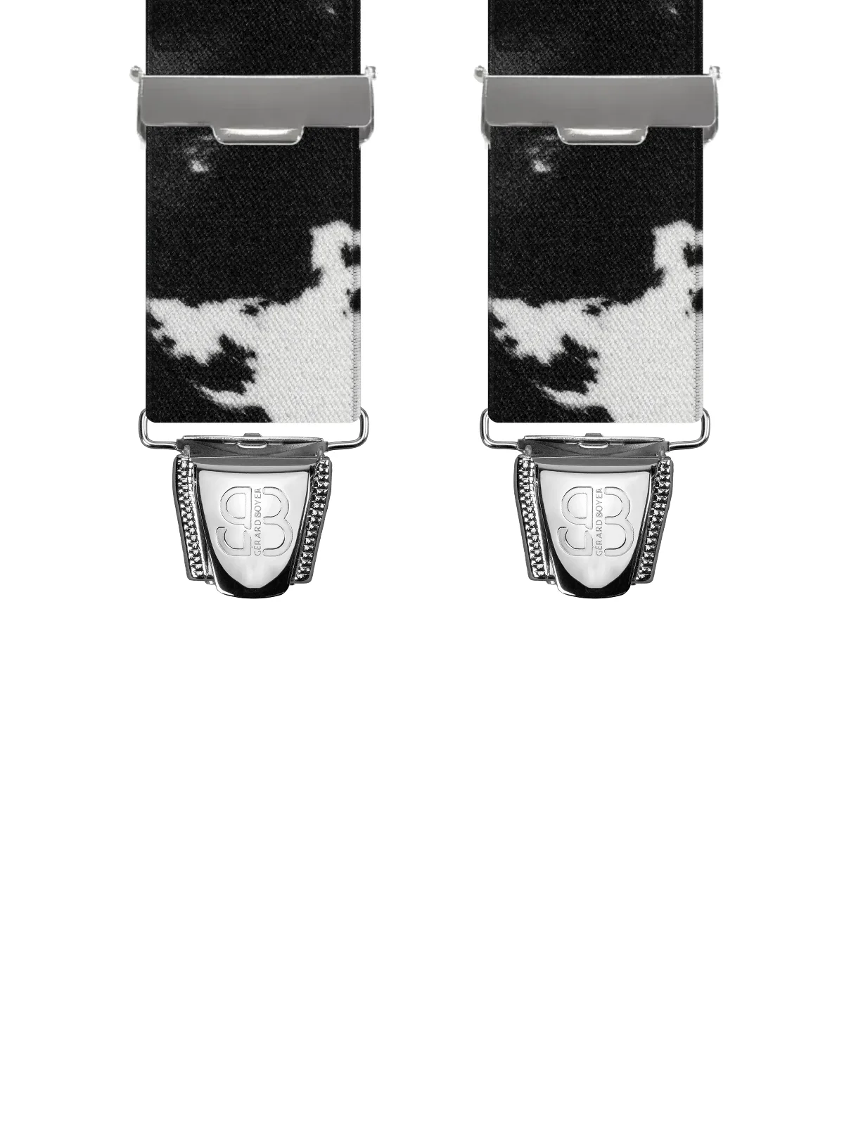 Vue avant - Bretelles homme biclip Vache Noir 120 cm