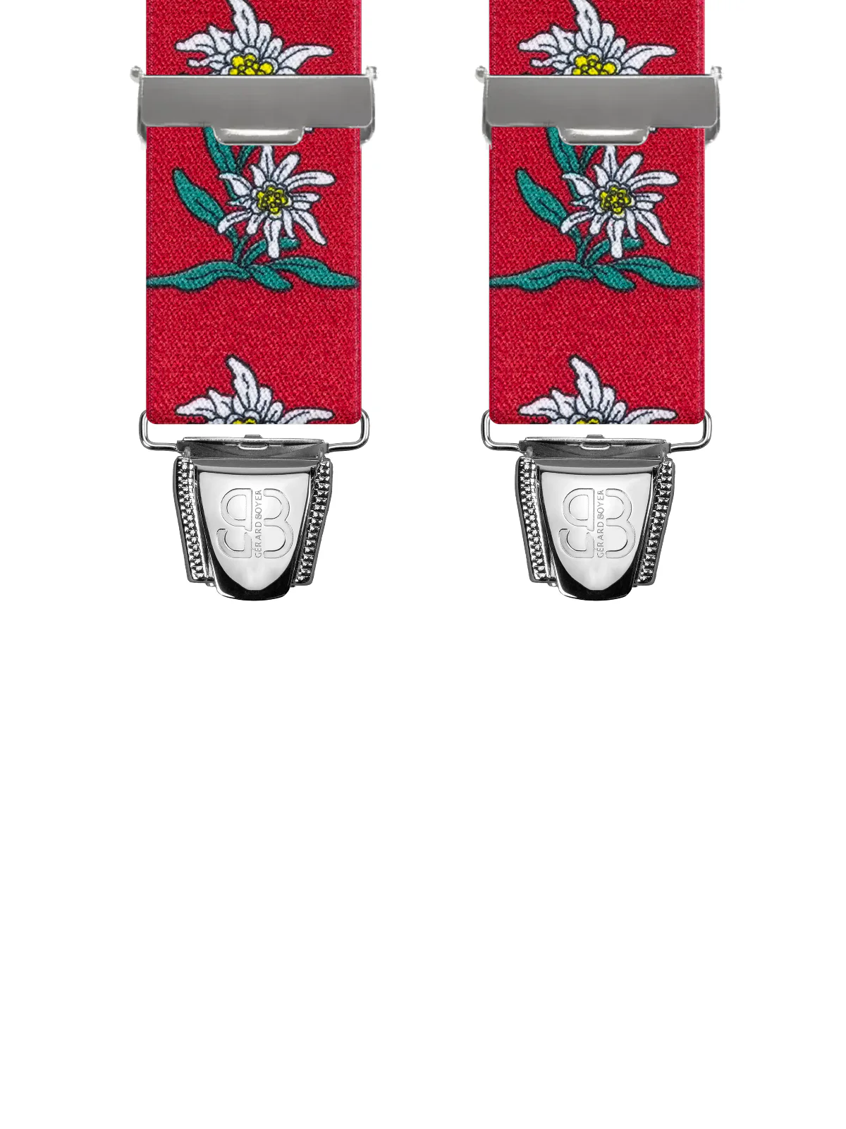 Vue avant - Bretelles homme biclip Edelweiss Rouge 120 cm