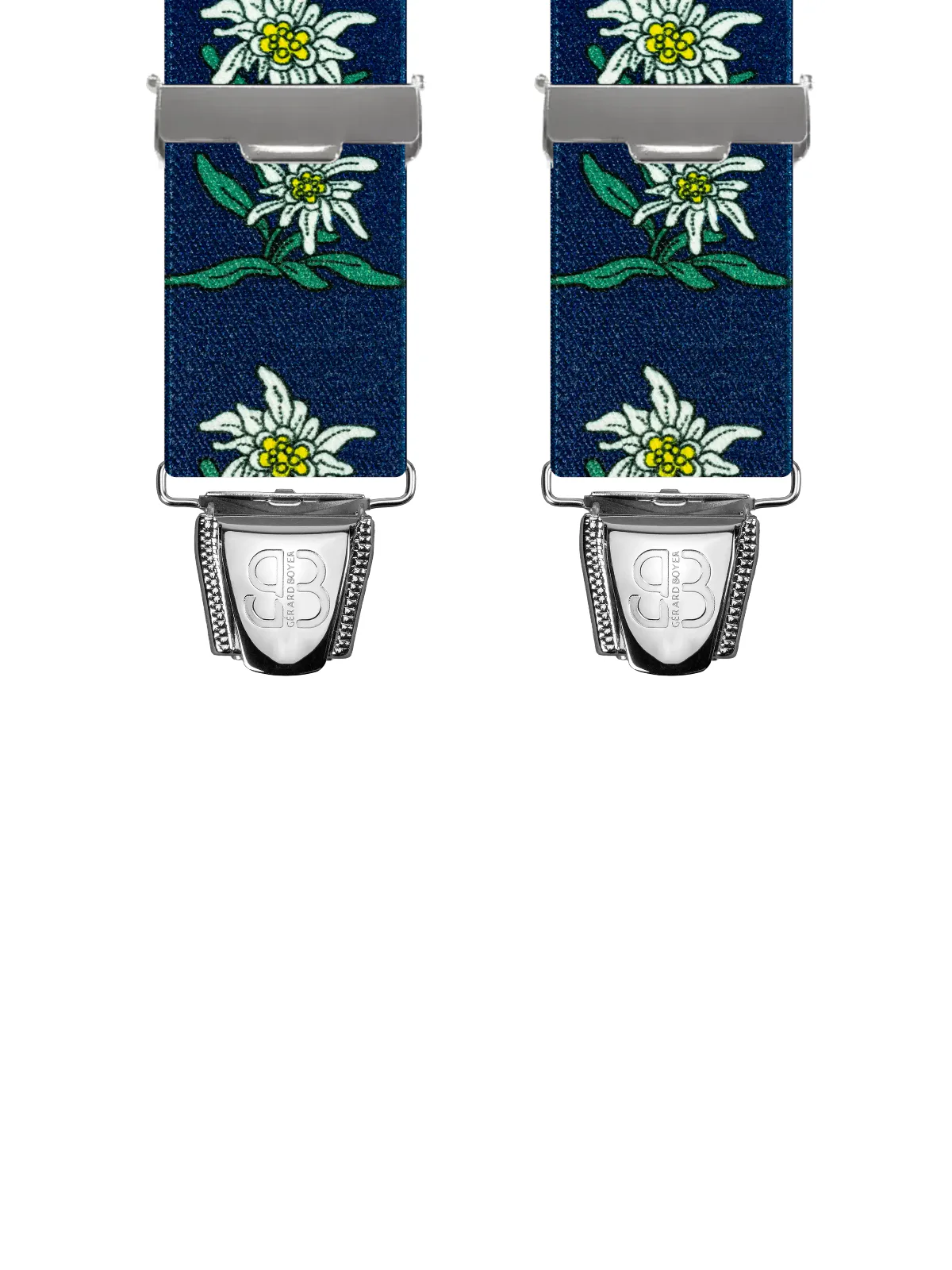 Vue avant - Bretelles homme 4 pinces dos métal Edelweiss Marine 120 cm