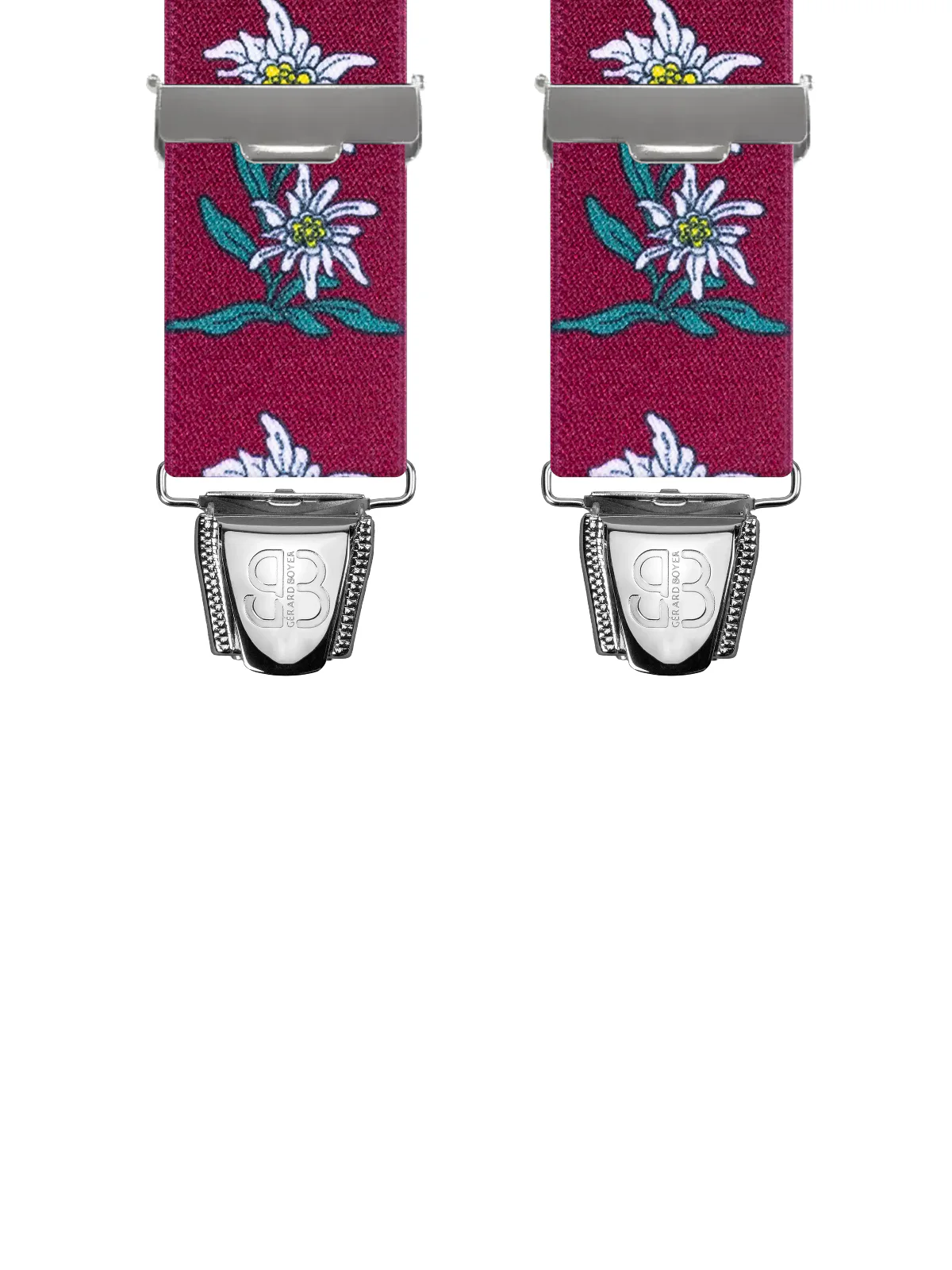 Vue avant - Bretelles homme biclip Edelweiss Bordeaux 120 cm