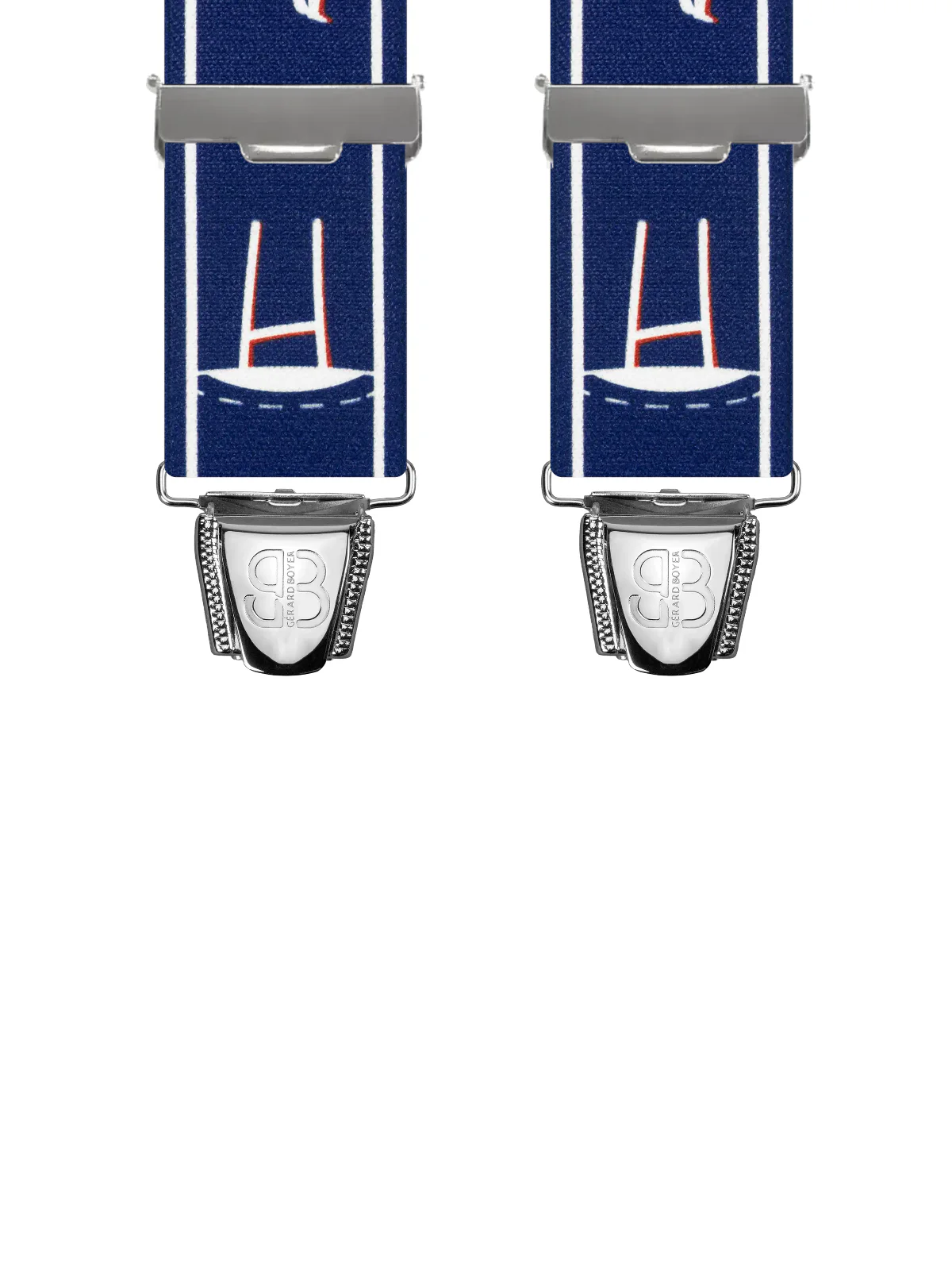 Vue avant - Bretelles homme 3 pinces dos cuir Rugby Tricolore Bleu 120 cm