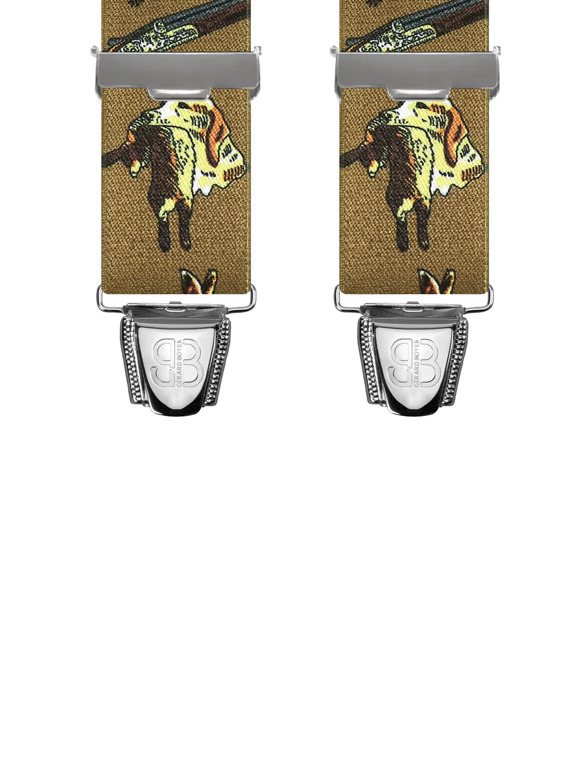 Vue avant - Bretelles homme biclip Scène de chasse Marron 120 cm
