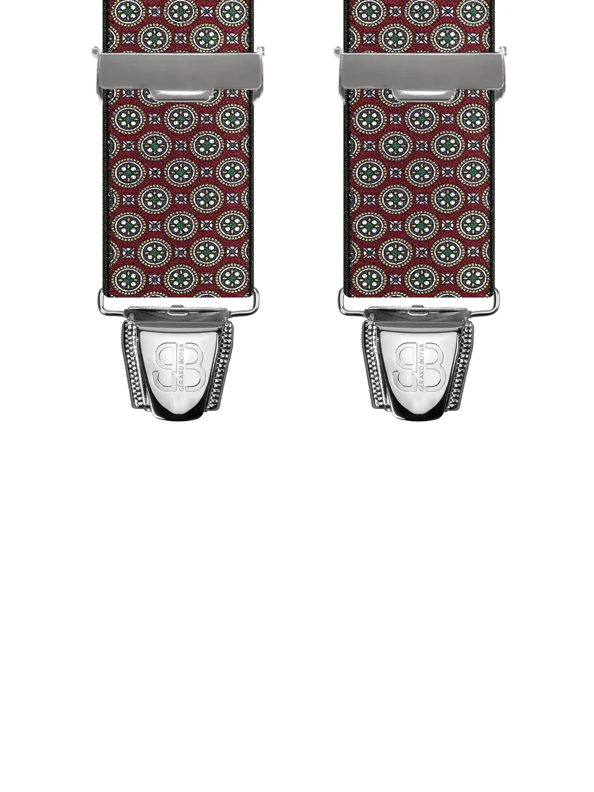 Vue avant - Bretelles homme biclip Rosaces Bordeaux (Bx) 120 cm