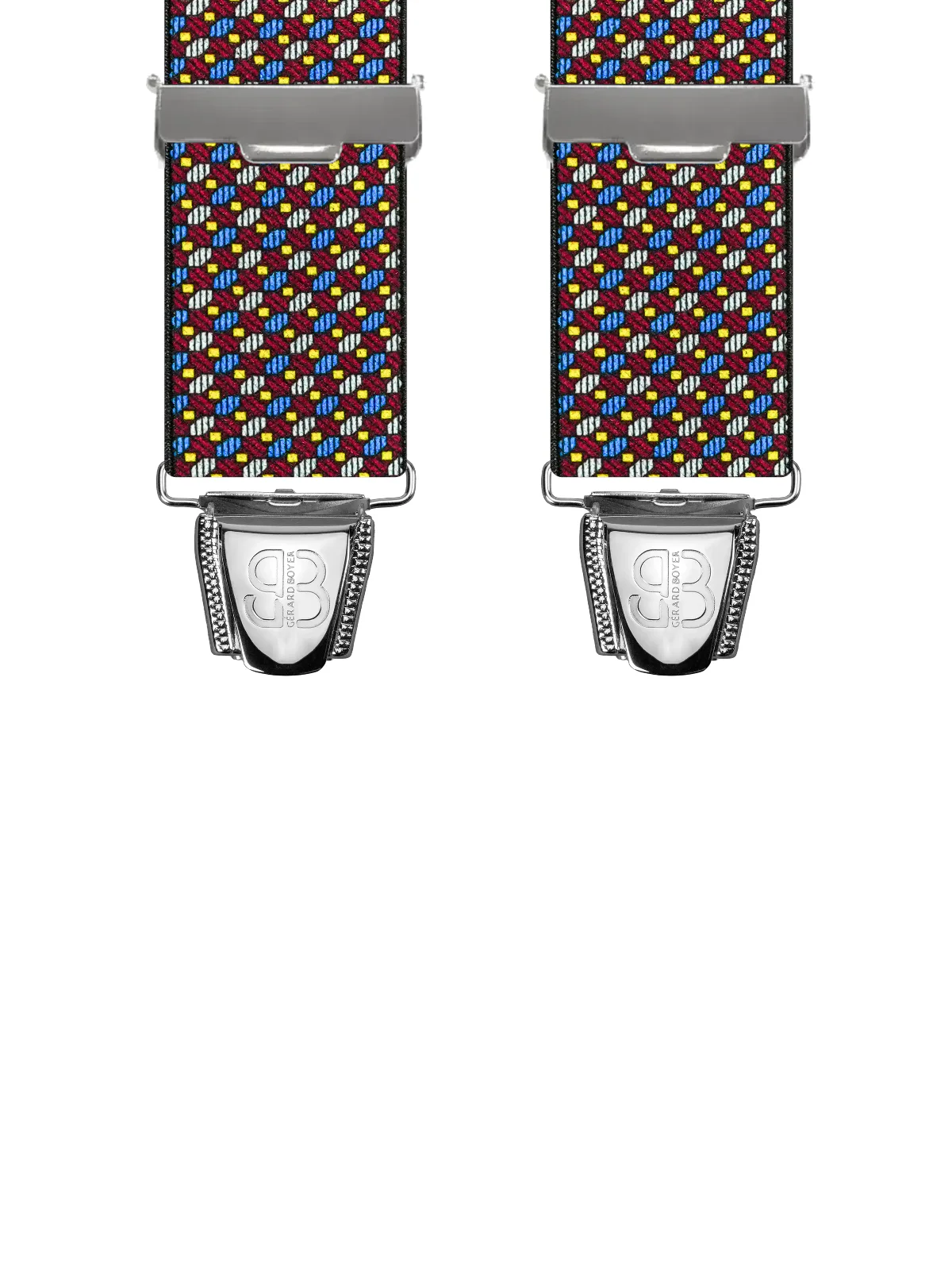 Vue avant - Bretelles homme biclip Points diagonales Bordeaux (Bx) 120 cm
