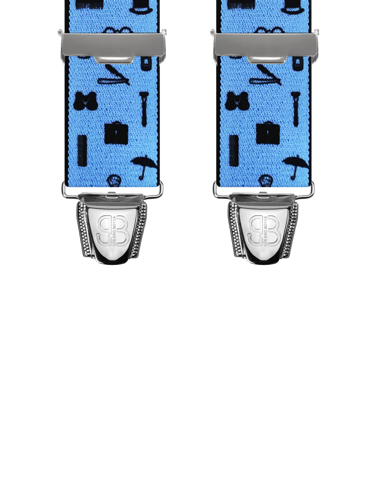 Vue avant - Bretelles homme biclip Barber Bleu 120 cm