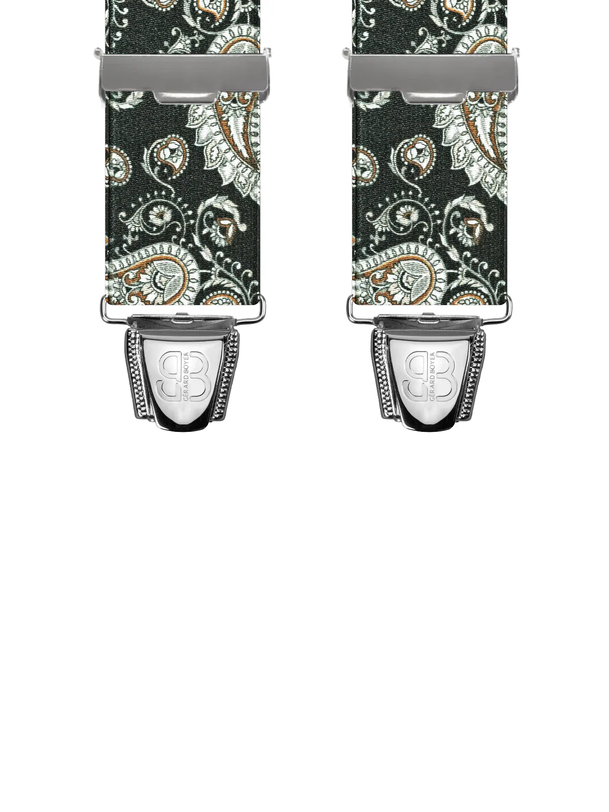 Vue avant - Bretelles homme 4 pinces dos cuir Motifs Cachemire Cachemire Noir 120 cm
