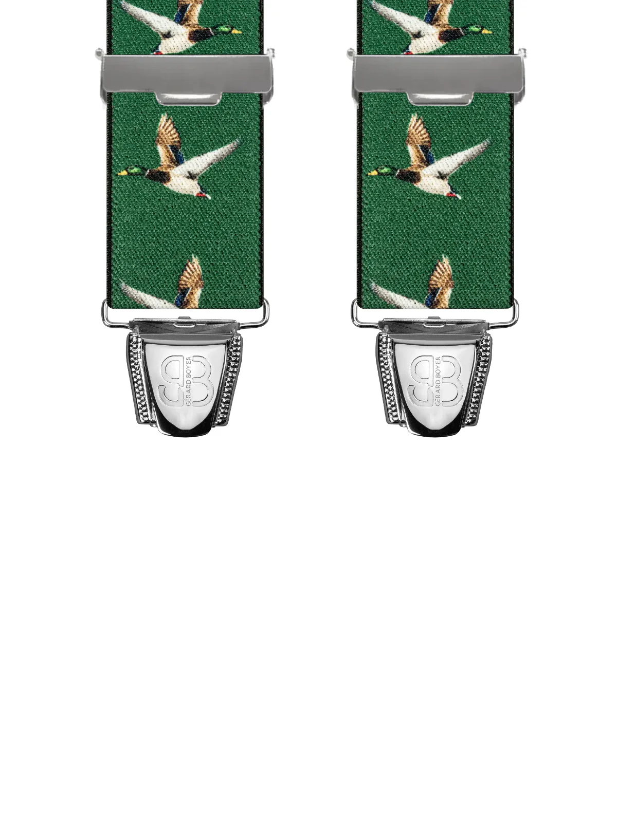 Vue avant - Bretelles homme biclip Animaux Canards Vert 120 cm