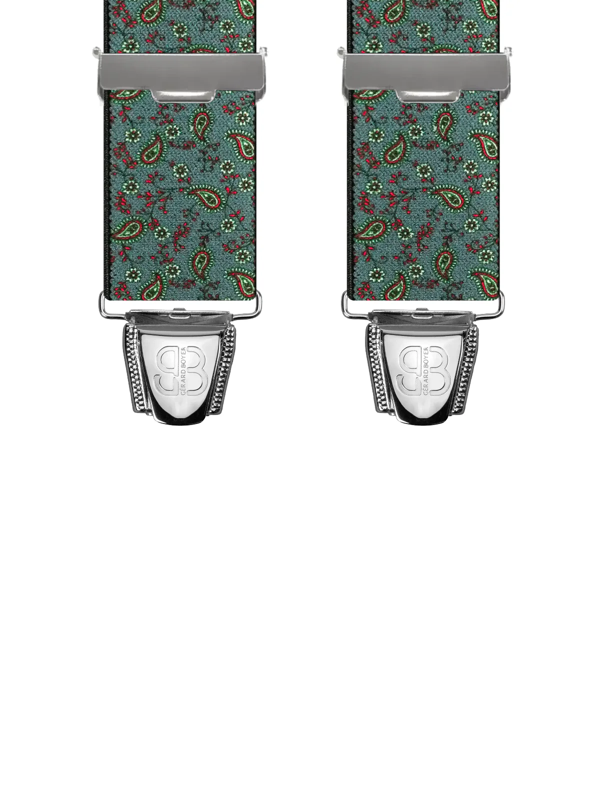 Vue avant - Bretelles homme biclip Motifs Cachemire Satiné Bleu Clair 120 cm
