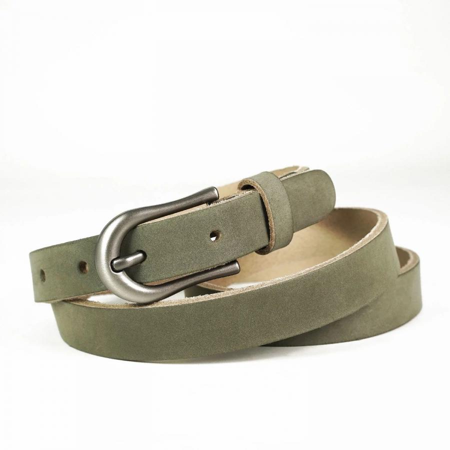 Ceinture Femme cuir - Nubuck 20mm - Olive