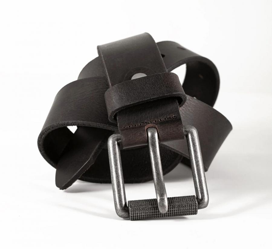Ceinturon cuir - Buffle 40mm - Boucle Rouleau - Marron