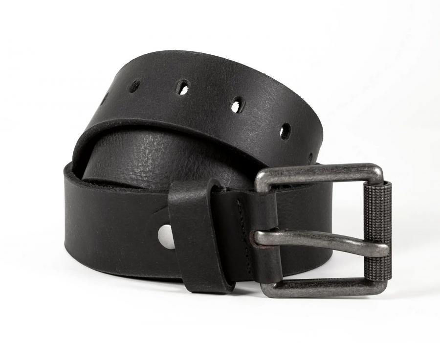 Ceinturon cuir - Buffle 40mm - Boucle Rouleau - Noir